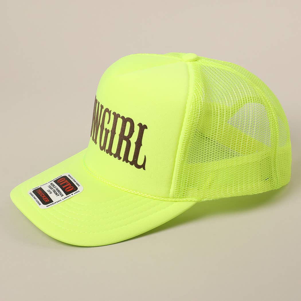 COWGIRL Text Logo Printed Mesh Back Trucker Hat