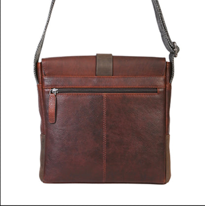 Mens Vintage Leather Crossbody Bag 