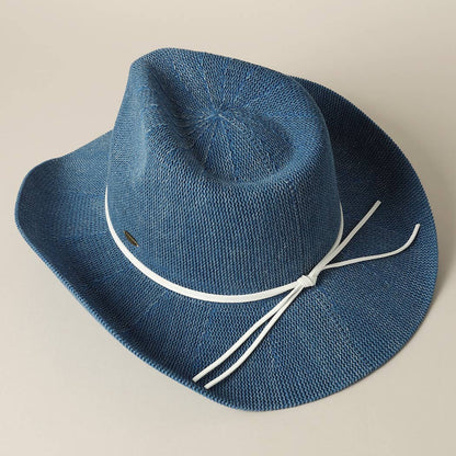 Washed Solid Denim Color Knitted Cowboy Adjustable Sun Hat