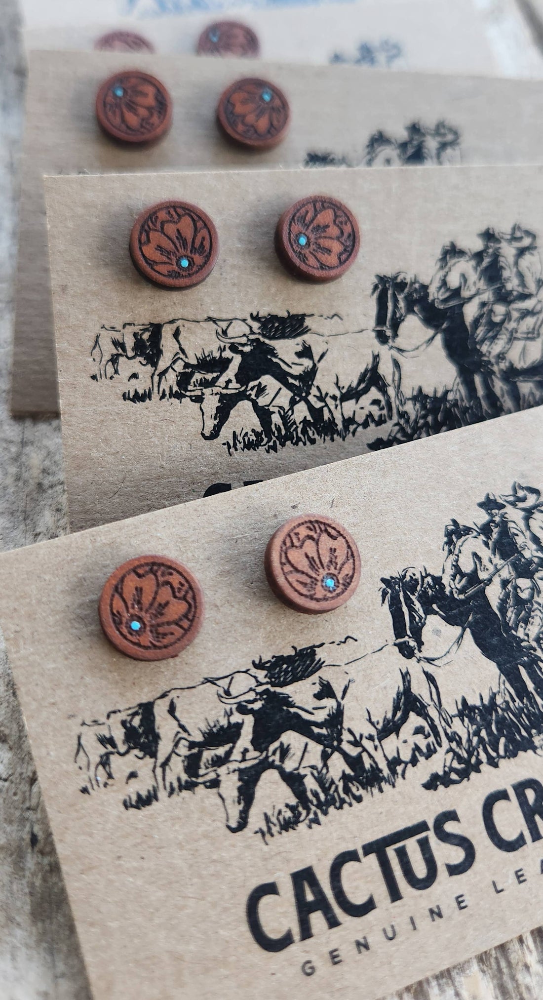 &quot;Mini Millie&quot; Handmade Genuine Leather Stud Earrings
