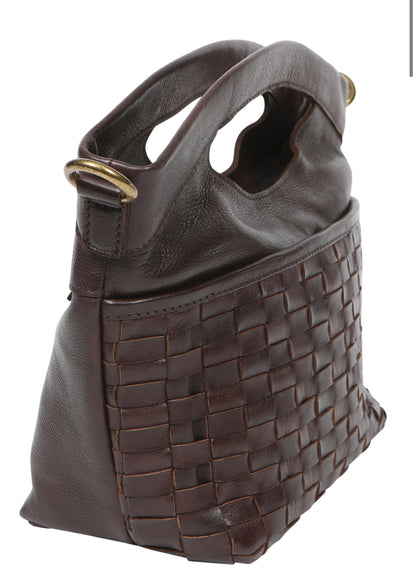 Weaved Leather Crossbody Handbag 