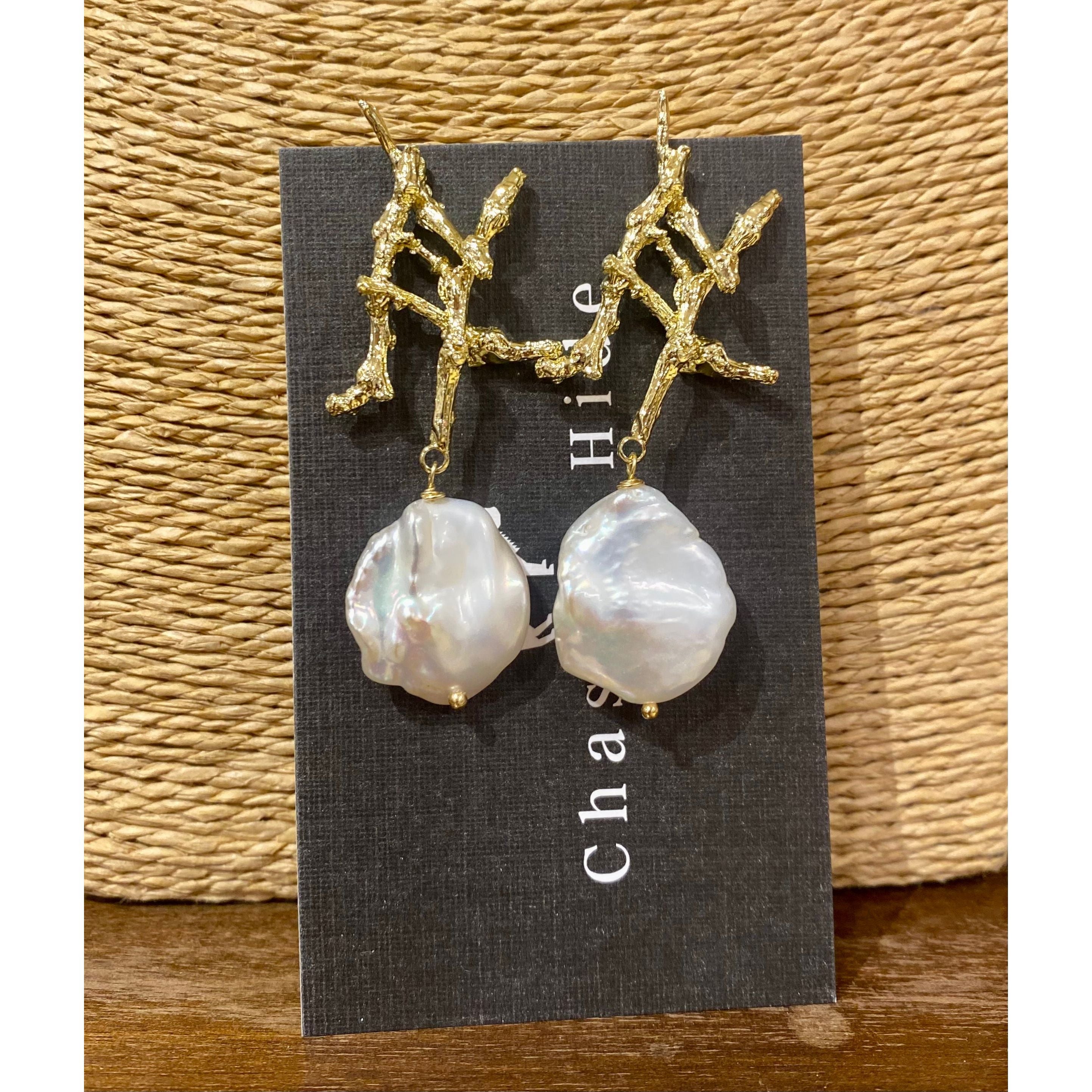 Keshi Pearl statement earrings 