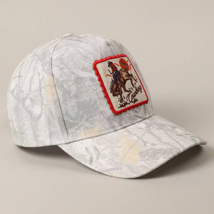Cowboy Horse Image Embroidery Patch Camo Cap