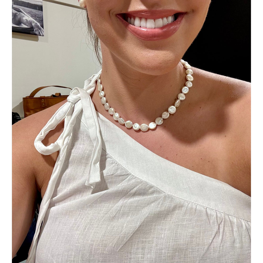17” White Coin Pearl Necklace