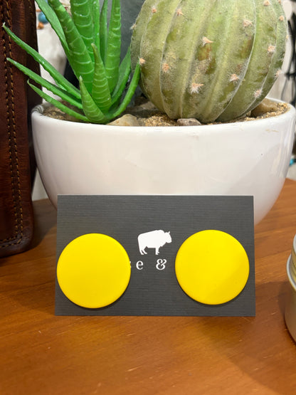 Large Button Solid Colour Earrings 