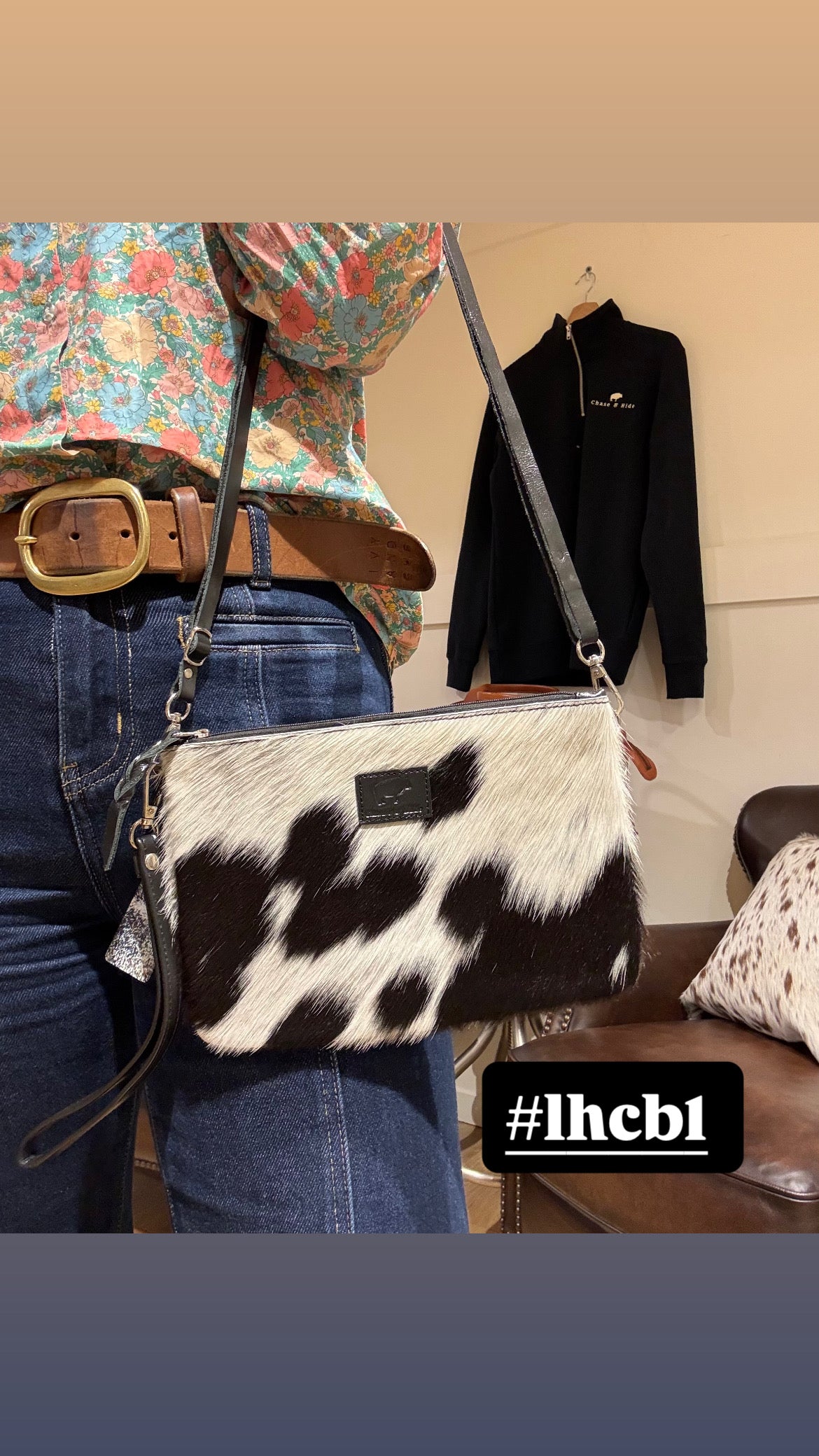 Large Hide Clutch/ Crossbody bag 