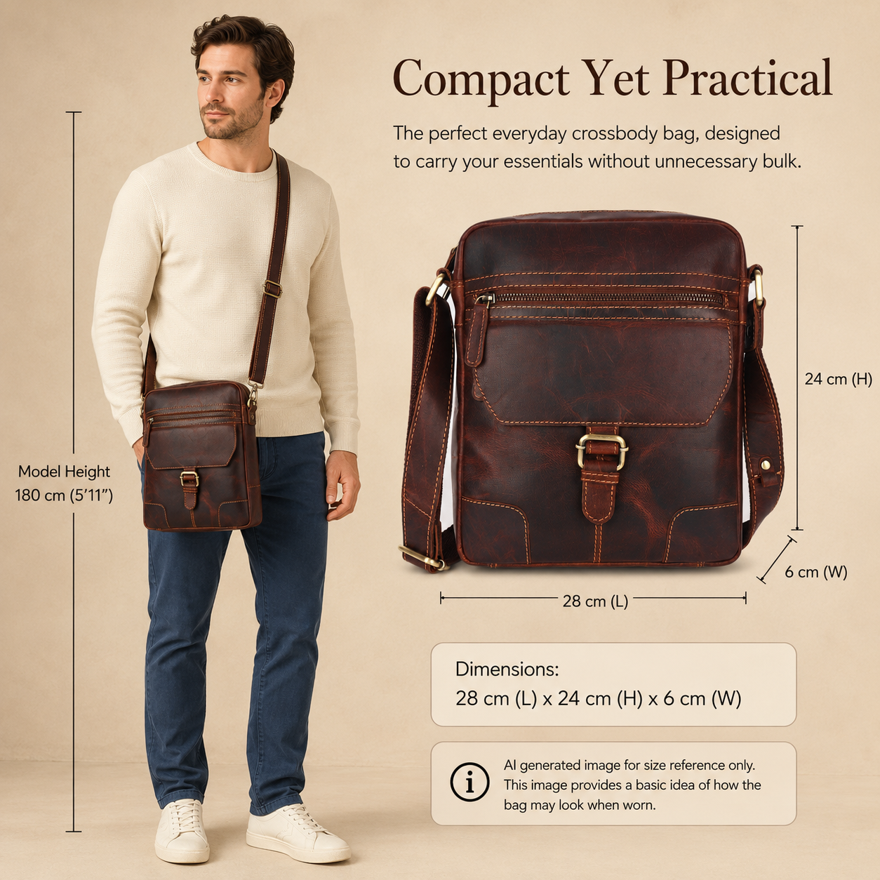 Hendrix Vintage Leather Crossbody Bag – Men&