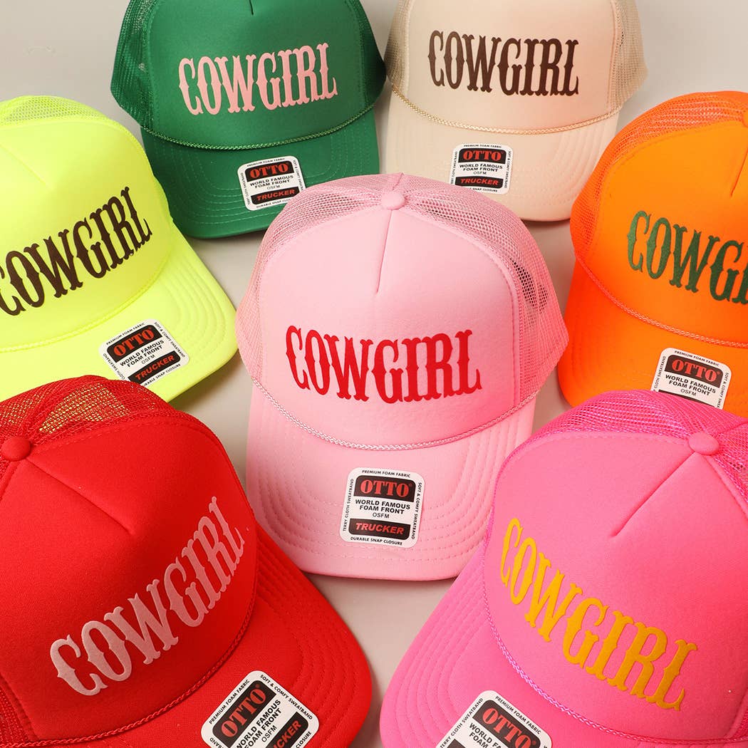 COWGIRL Text Logo Printed Mesh Back Trucker Hat