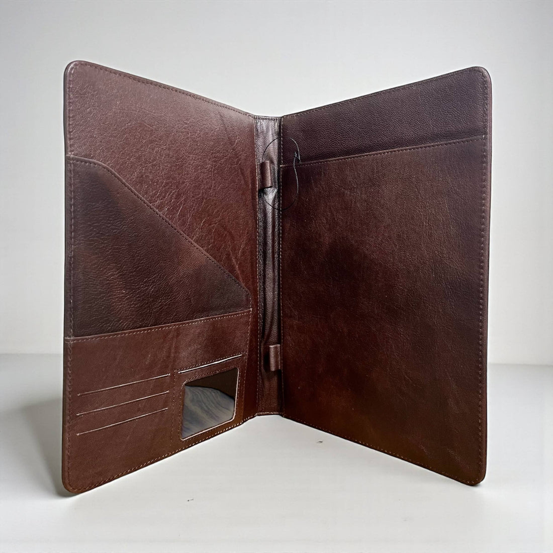 Checker tooled leather &amp; cowhide folder 