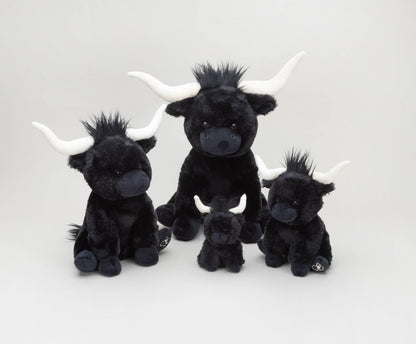 Black Medium Longhorn Highland Plush Cow - 23cm