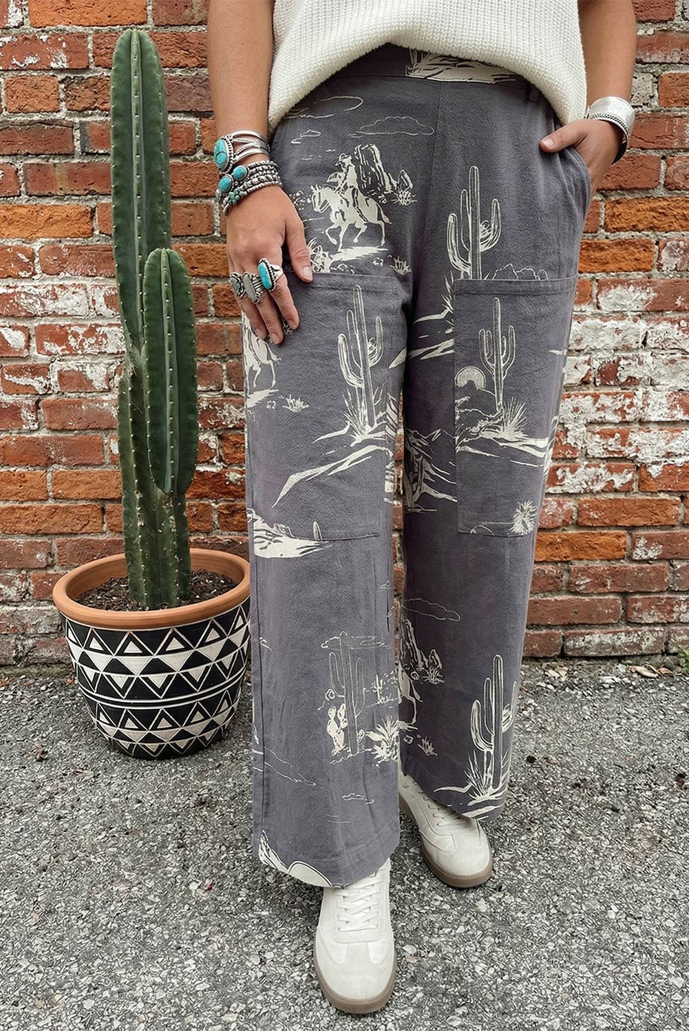 Summer Western Wild West Riding Vintage Printed Shift Jeans