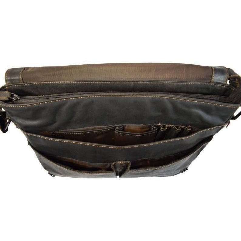 Leather Shoulder Laptop Bag Brown Gent GW117BRN