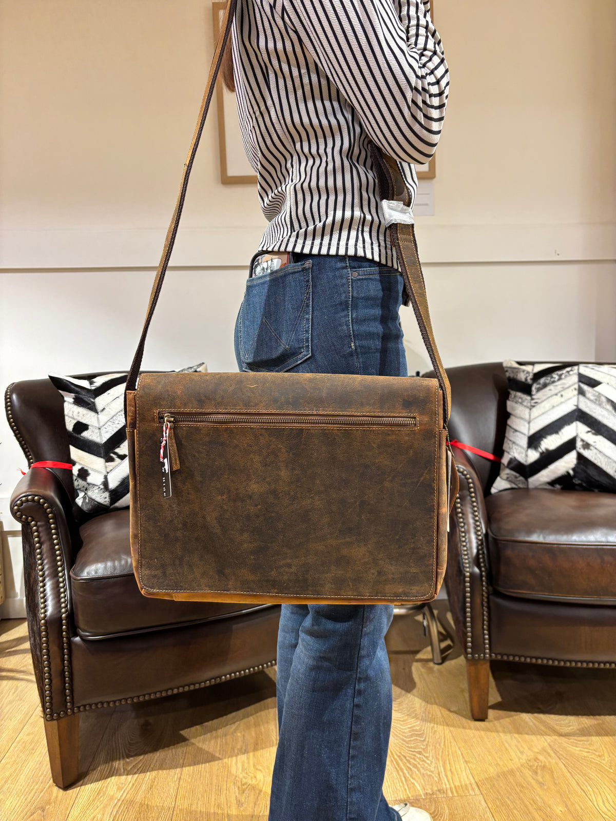 Hunters Mens Leather Satchel 6913