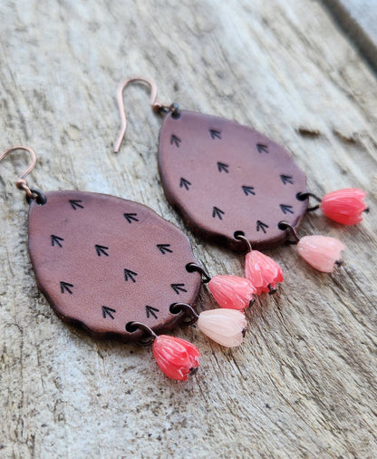 Cactus “Priscilla&quot;  Handmade Leather Prickly Pear Earrings