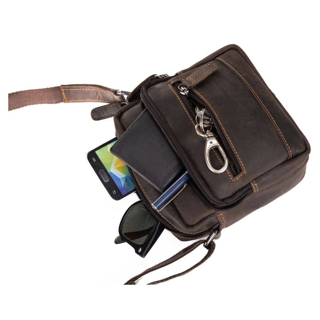 Leather Shoulder Bag Oliver- Brown GW355012BRN