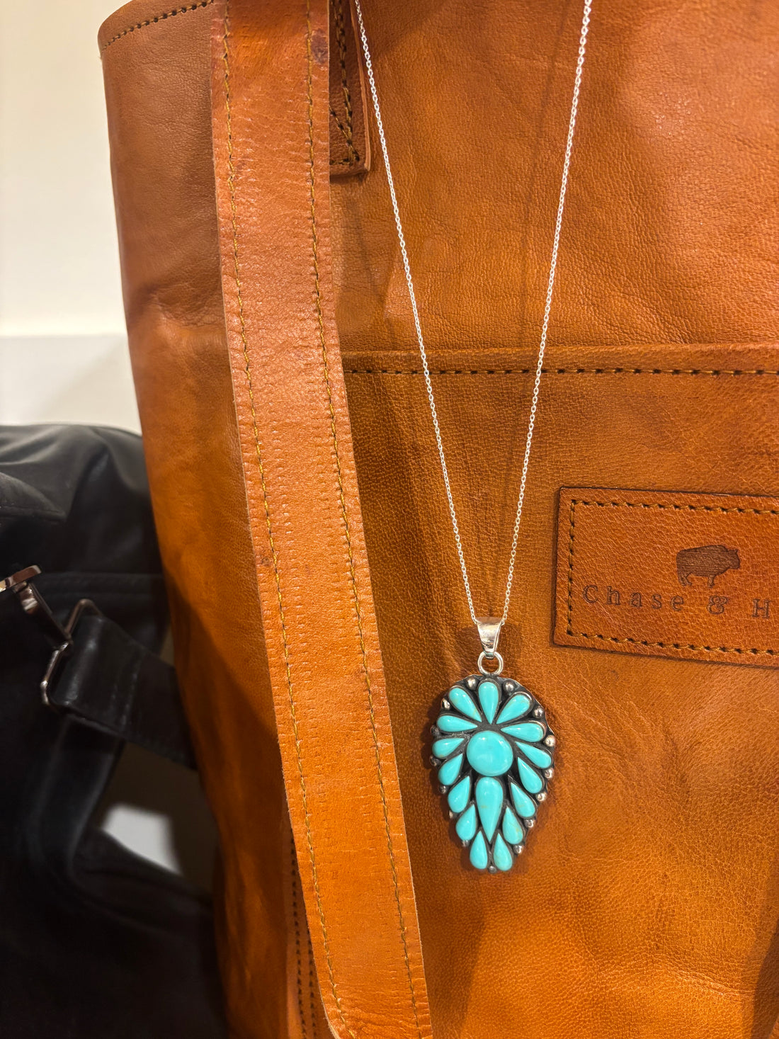 Bohemian Faux Turq 925 Silver Necklace 
