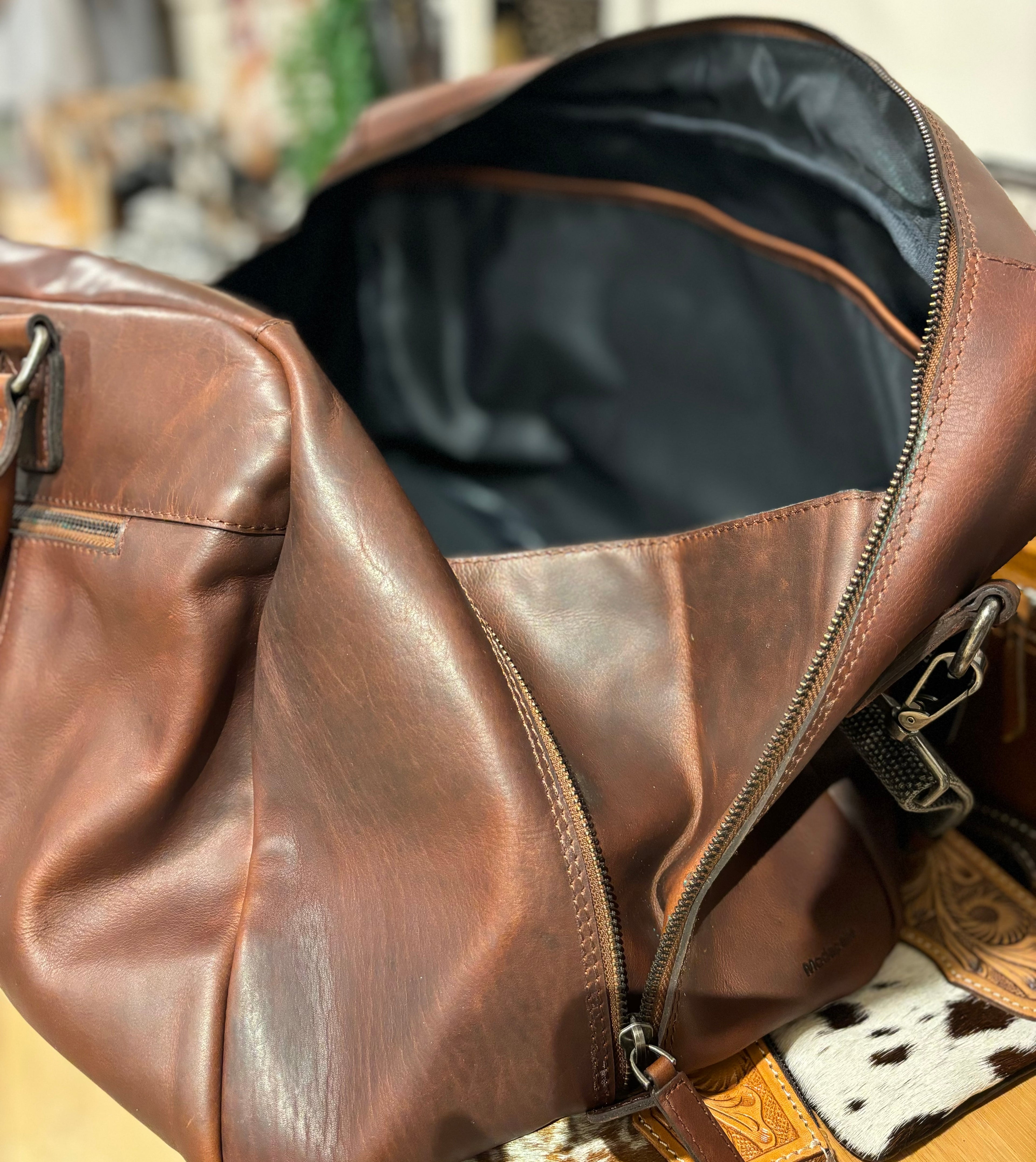 Brandy Leather Overnight Bag 