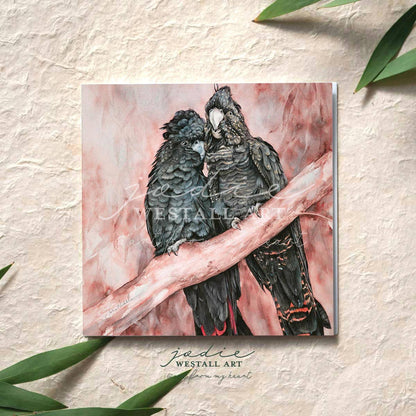 Whispering Wings - Red Tailed Black Cockatoo- Artist Card
