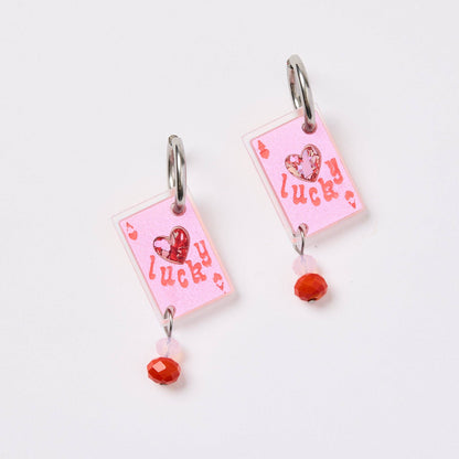 Lucky Ace Earrings - Pink