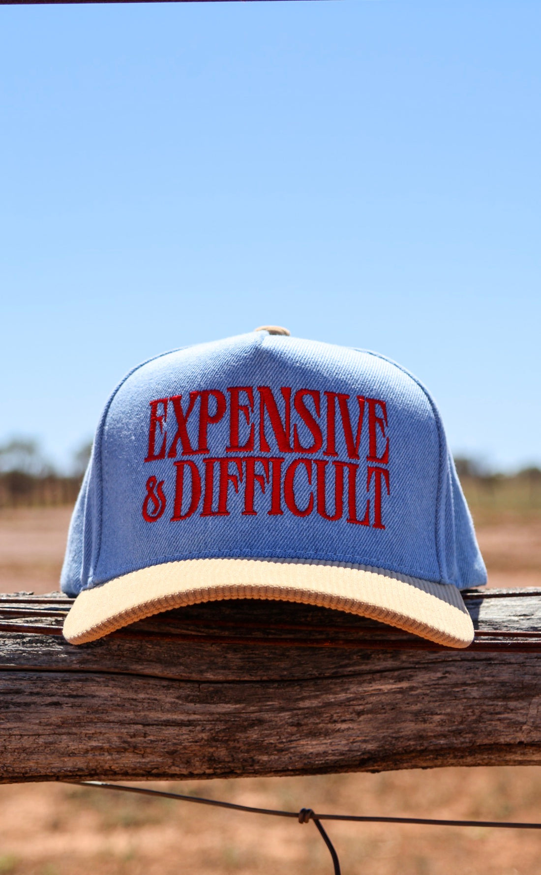 EXPENSIVE DIFFICULT Denim Corduroy Trucker Hat