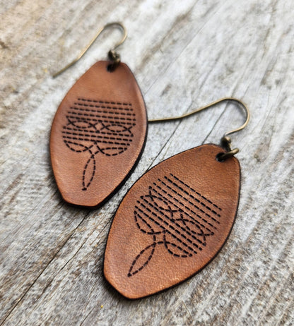 "Dallas"  Handmade Tooled Leather Western Earrings