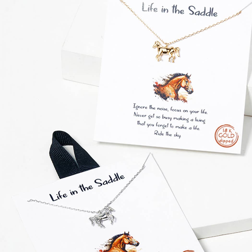 Silver Dipped Running Horse Figure Pendant Necklaces 