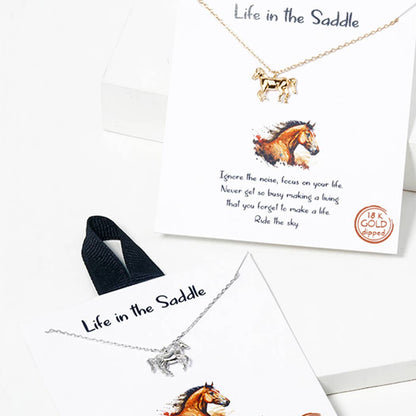 Silver Dipped Running Horse Figure Pendant Necklaces 