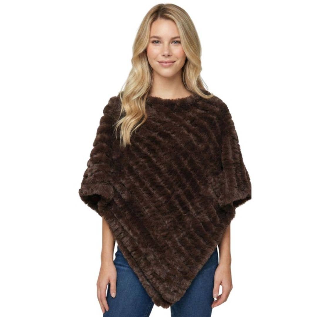 THSP1065: Brown: Faux Fur Poncho