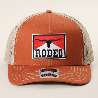 RODEO Patch Embroidered Mid Profile Mesh Back Trucker Hat