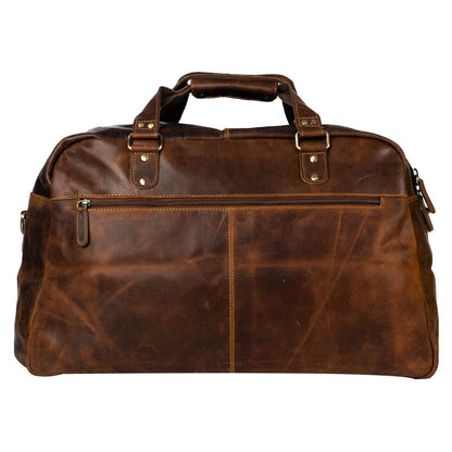 Voyager Leather Weekend Bag – Full Grain Oil Pull-Up Leather Travel Duffel (Sandal)