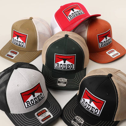RODEO Patch Embroidered Mid Profile Mesh Back Trucker Hat