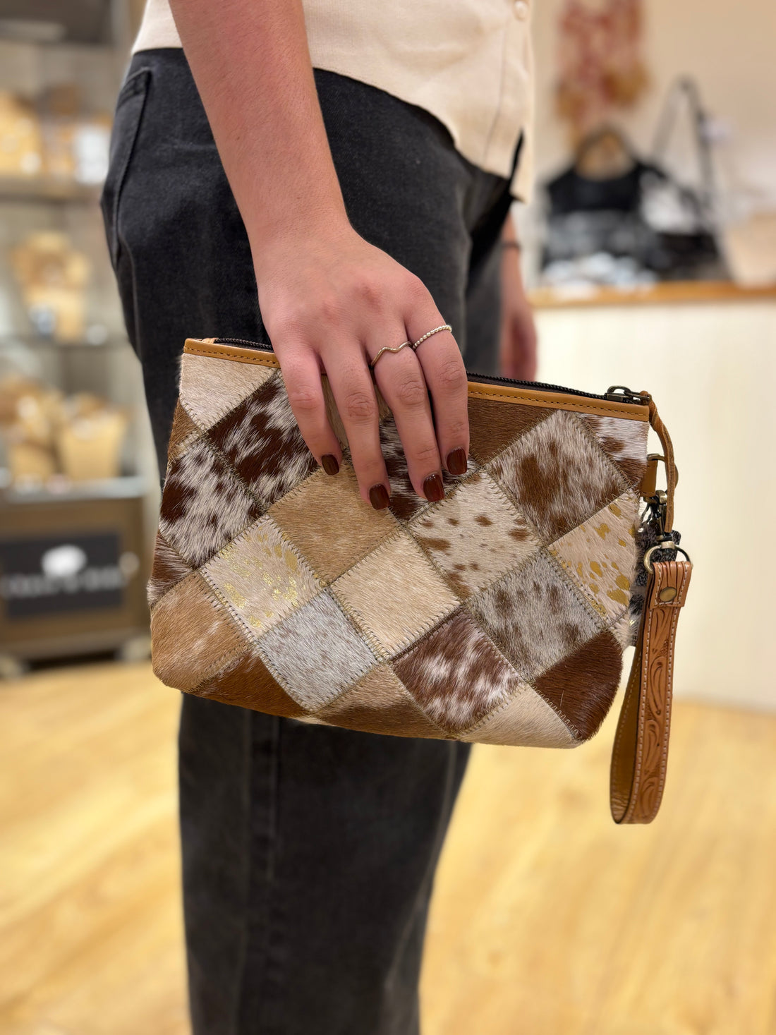 Patchwork Cowhide clutch