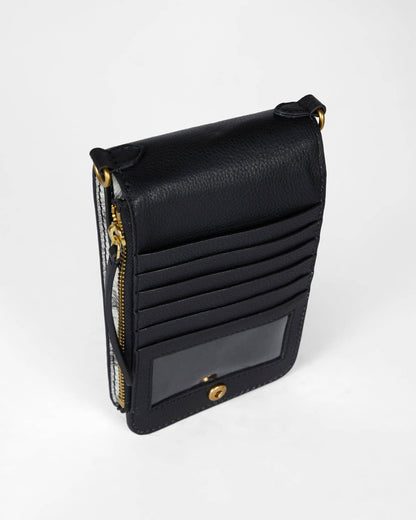 Shell Phone Bag In Black And White Cowhide
