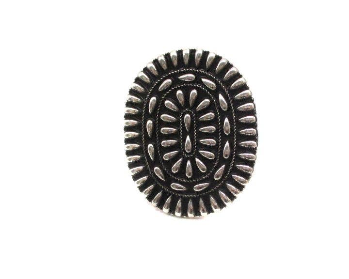 Western Metal Oval Concho Cuff Ring