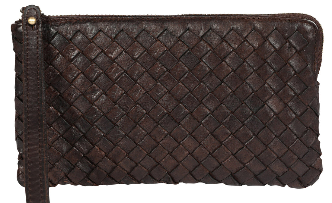 Leather Weave Wallet Wristlet 8220