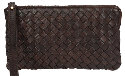 Leather Weave Wallet Wristlet 8220
