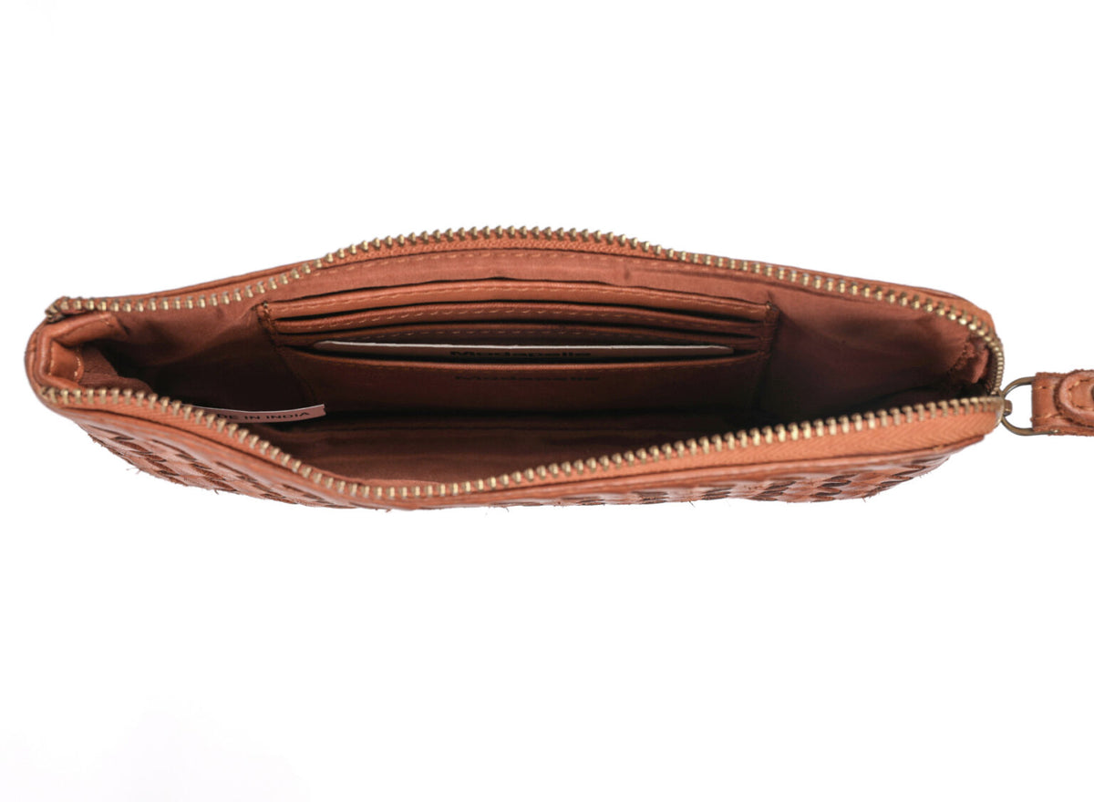 Leather Weave Wallet Wristlet 8220
