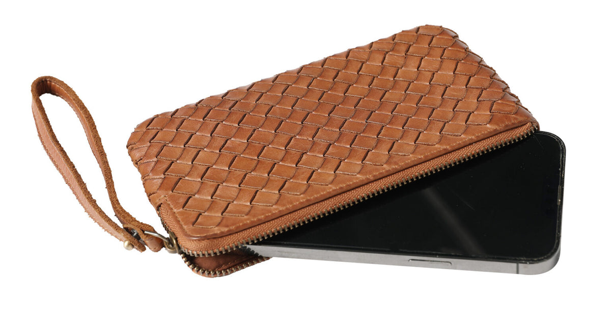 Leather Weave Wallet Wristlet 8220