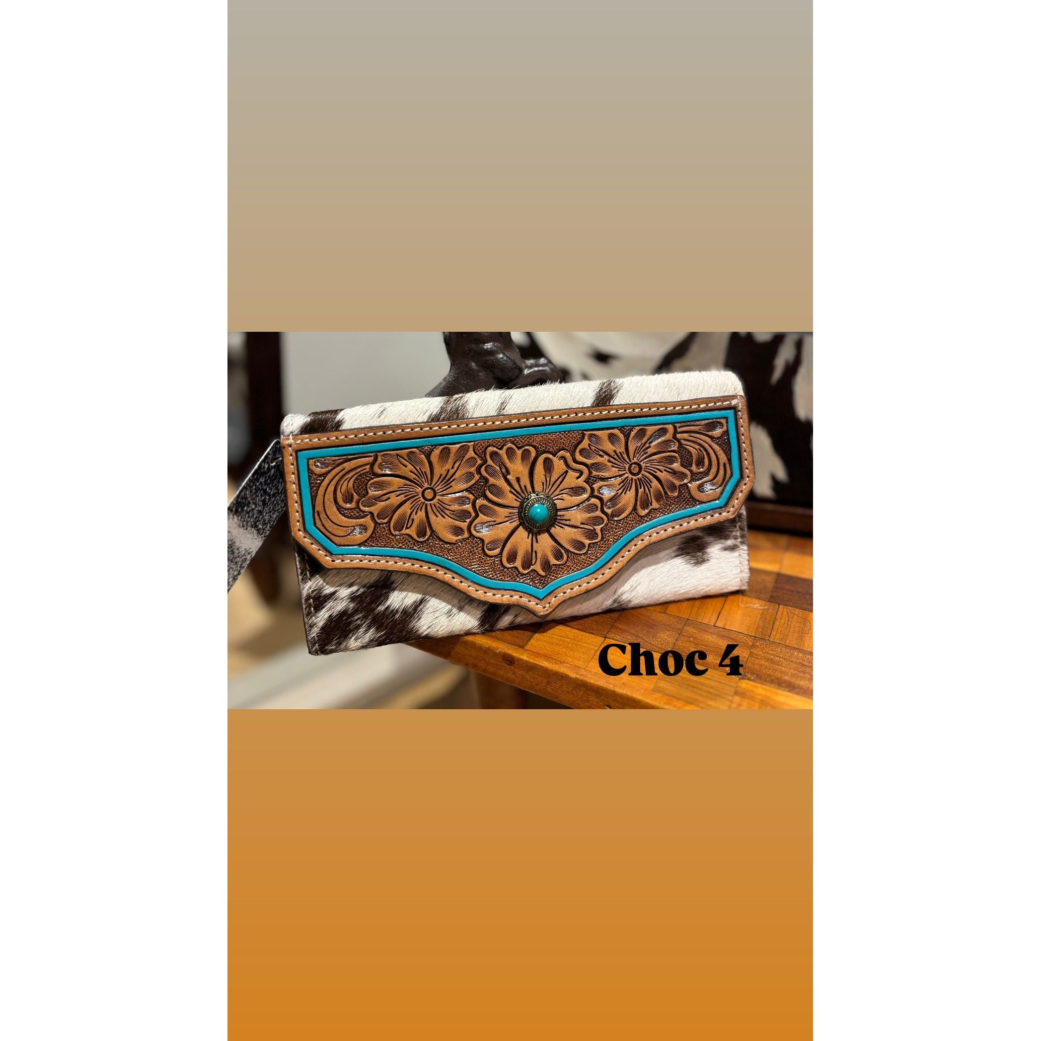 Hand Painted Tooling Leather Trifold Wallet – AW30