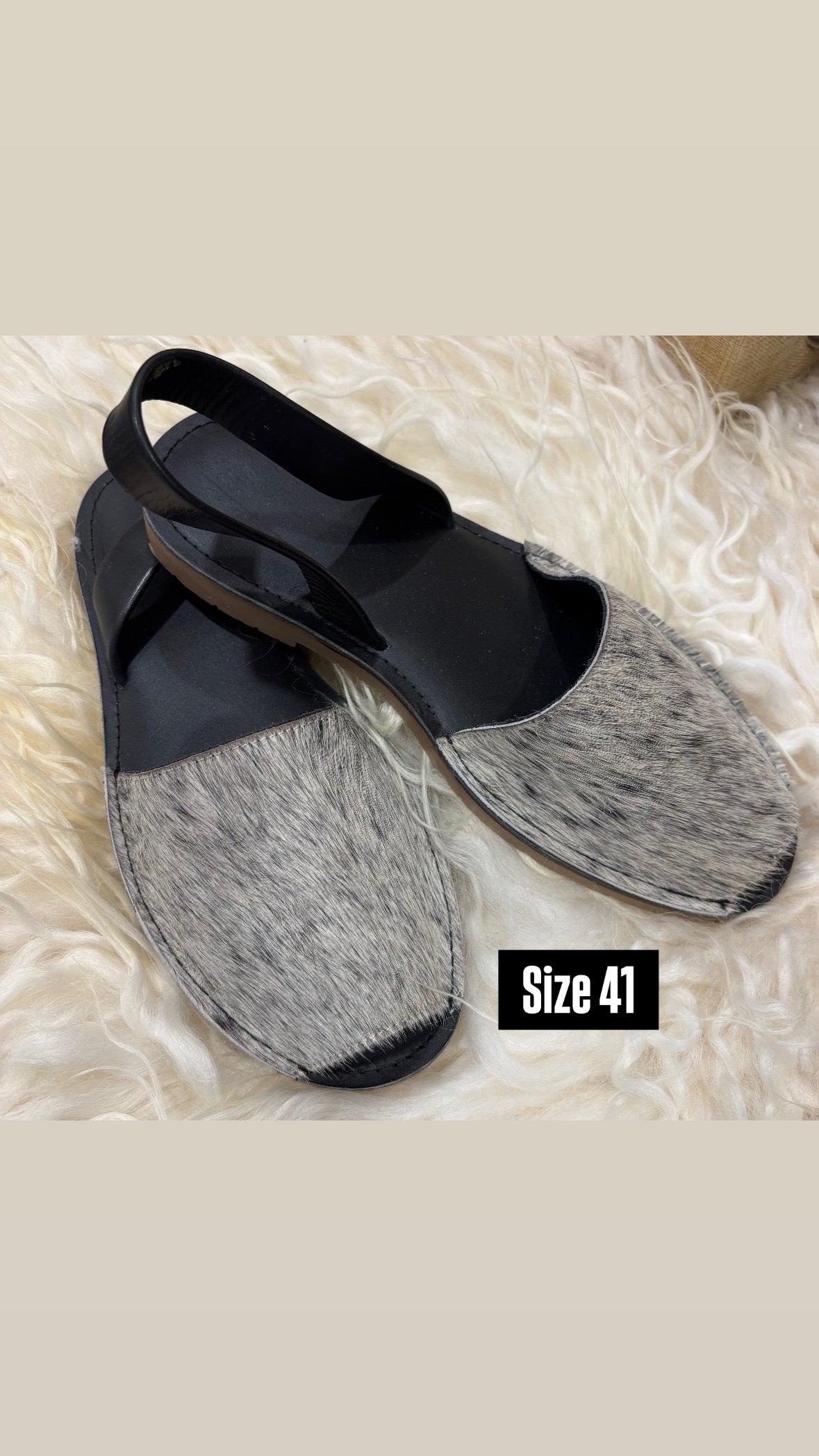 Black Cowhide Shoes Sling Back