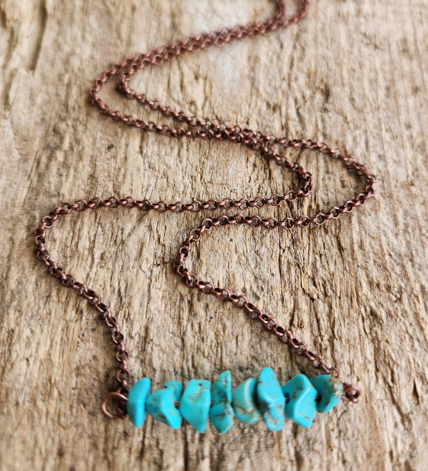 &quot;Oakley&quot; Turquoise Howlite and copper bar necklace