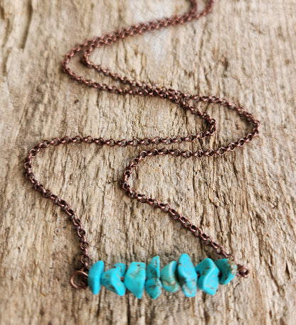 &quot;Oakley&quot; Turquoise Howlite and copper bar necklace