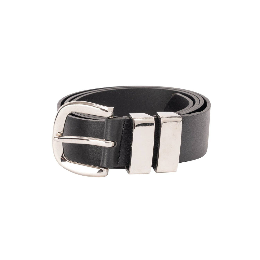 Leather Belt Black with Sliver Buckle
