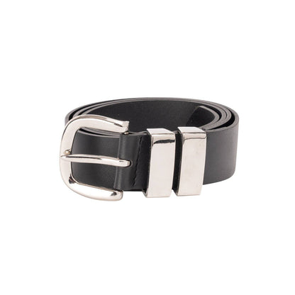 Leather Belt Black with Sliver Buckle