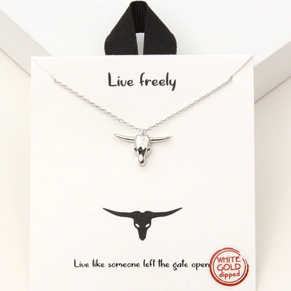 Gold-Dipped Bull Head Charm Necklace