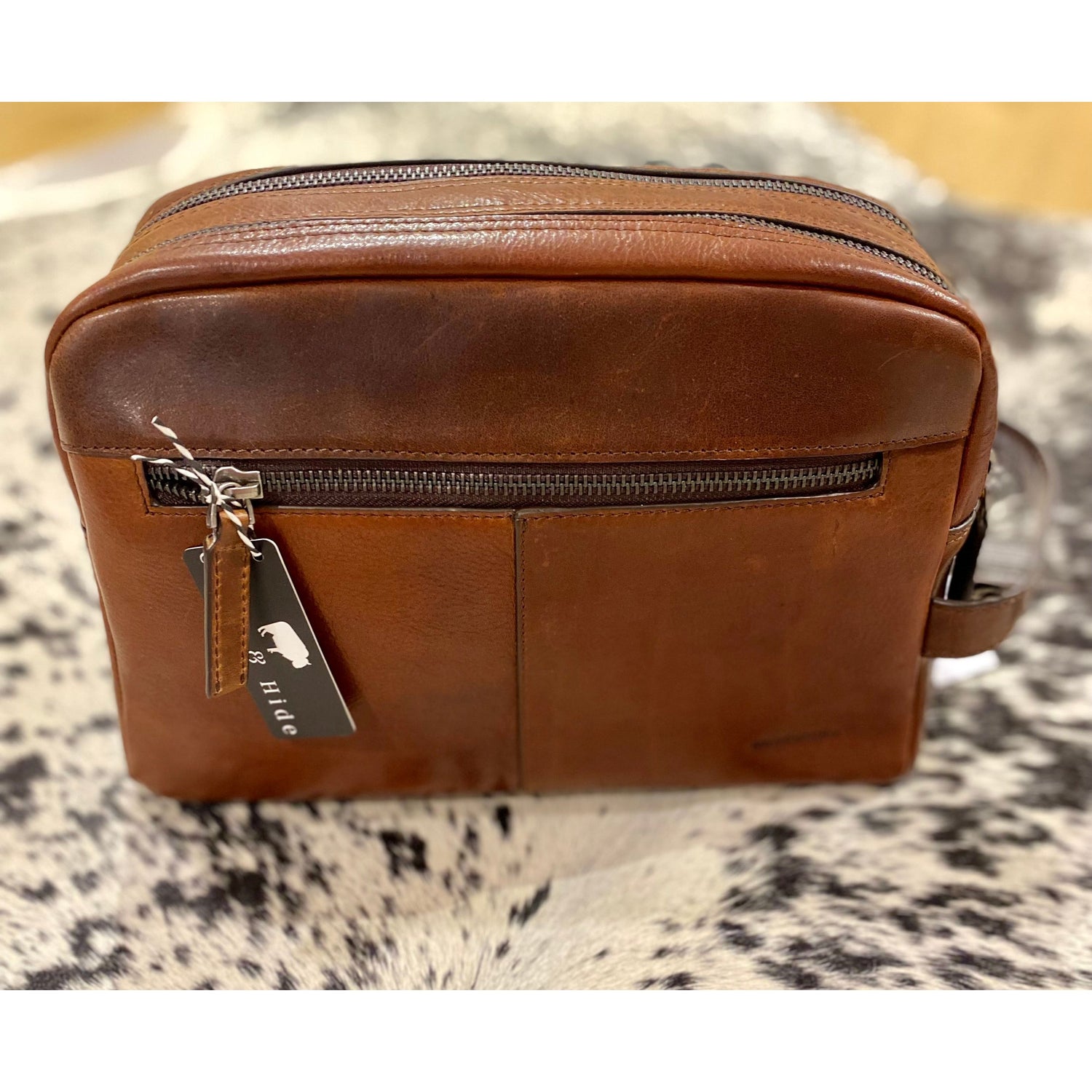 Brown Double Zip Toiletry Bag 