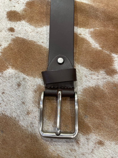 Leather Belt with Silver Buckle 
