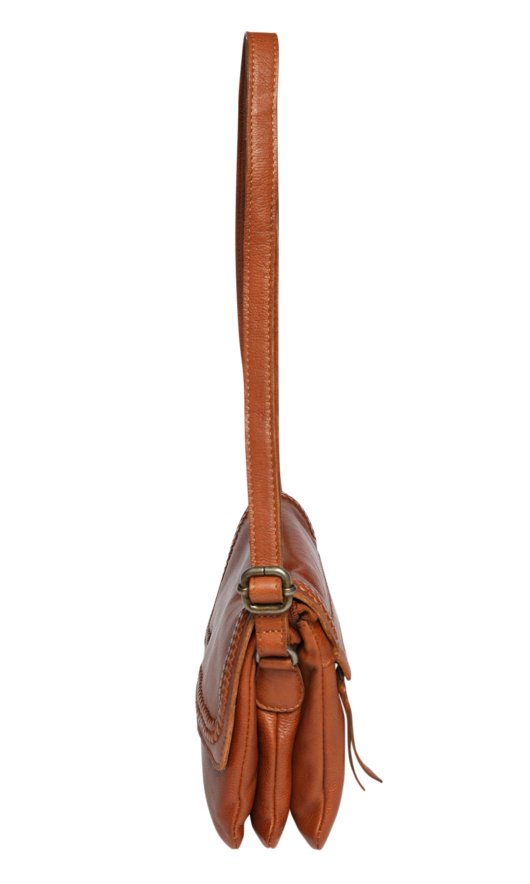 Tan Leather weave shoulder bag 