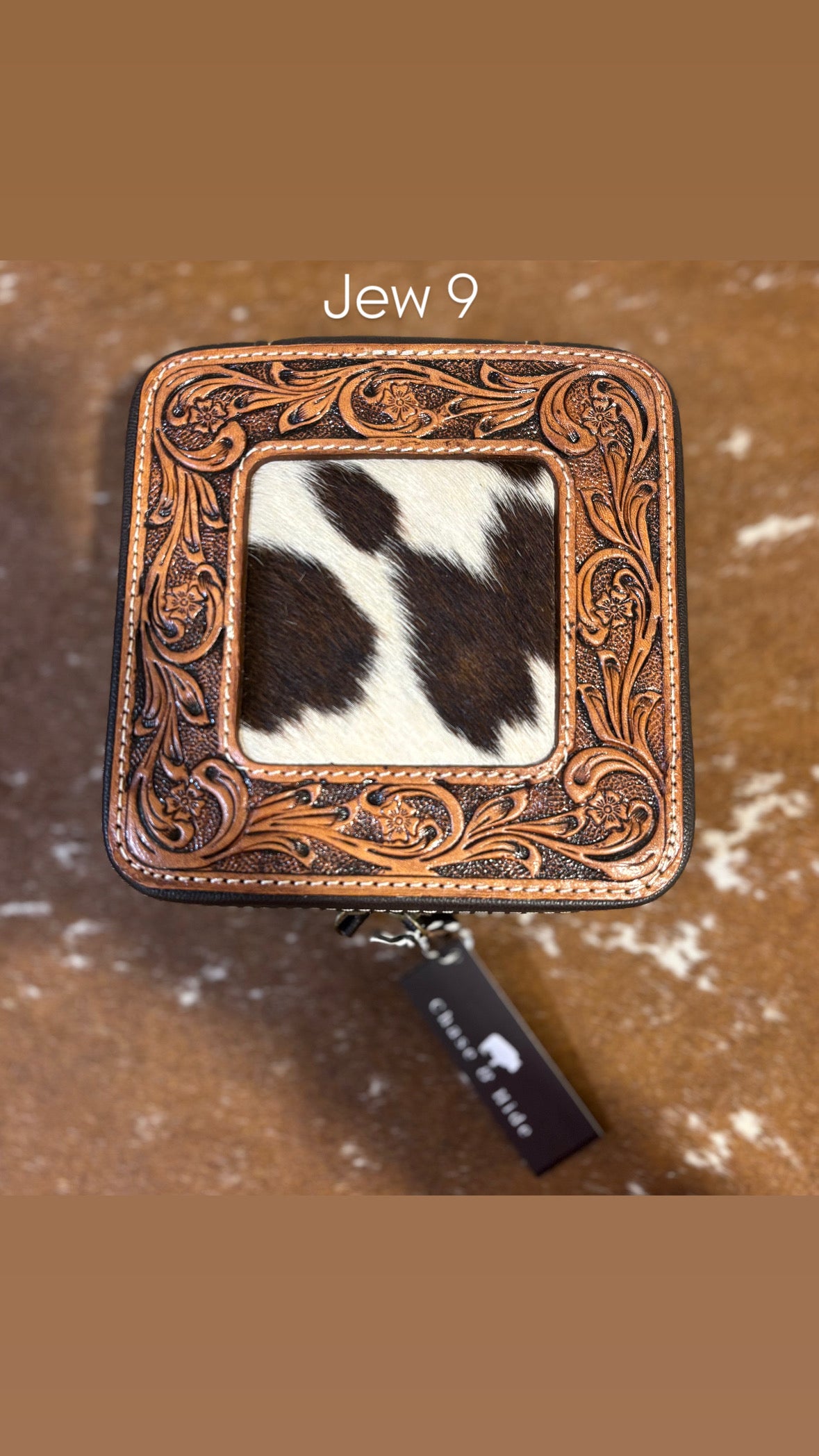 Tooled and Hide Jewellery Box 