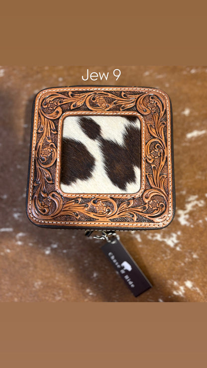 Tooled and Hide Jewellery Box 